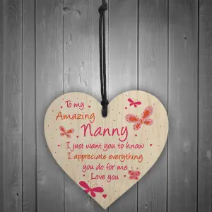 Nanny Gift For Birthday Christmas Wooden Heart Gift For Her From Grandchildren Keepsake