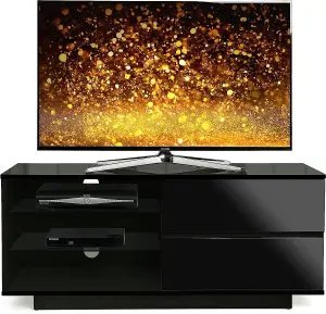 Homeology Gallus Gloss Black with 2-Black Drawers and 2 Shelves up to 55"LED, LCD, Plasma Cabinet TV Stand