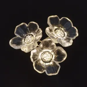 20 Warm white Flower bulb caps LED With timer function String lights with 2.2m Silver cable