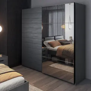 Galaxy Wardrobe with Sliding Doors in Oak Carbon - Sophisticated Storage, H2100mm W2210mm D610mm