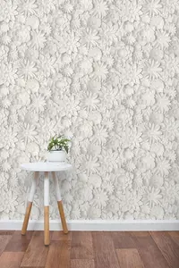 Dimensions Floral Wallpaper White Fine Decor FD42554