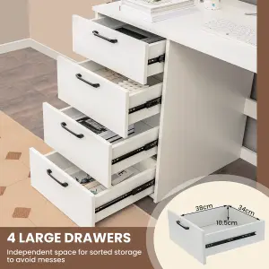 Costway 4 Drawers Computer Desk Modern Writing Desk Compact Laptop Vanity Table