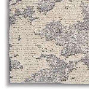 Ivory Grey Abstract Modern Easy to clean Rug for Bedroom & Living Room-66 X 229cm (Runner)