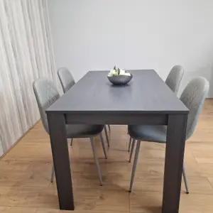 Dining Table with 4 Chairs Dark Grey Table With 4 Grey Padded  Chairs Kitching Dining Set Dining Room Dining Set for 4