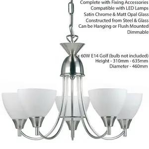 Hanging Ceiling Pendant Light SATIN CHROME 5x Shade Lamp Bulb Holder Fitting