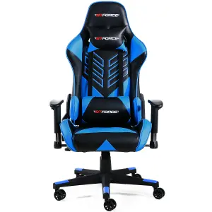 GTForce Pro ST Reclining Sports Racing Gaming Office Desk Pc Car Faux Leather Chair (Blue)