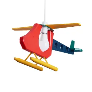 ValueLights Children's Multi-Coloured Helicopter Ceiling Pendant Light Shade