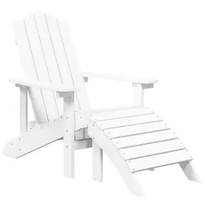 Berkfield Garden Adirondack Chair with Footstool & Table HDPE White