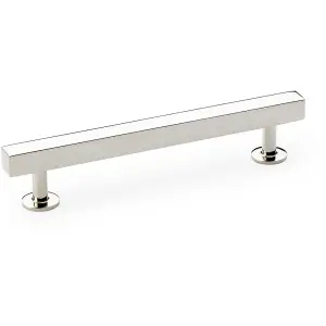 Straight Square Bar Pull Handle Polished Nickel 128mm Centres SOLID BRASS Drawer