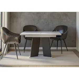 Extendable Dining Table Alekzander Light Grey/Black