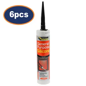 Silicone Sealant Everbuild Black 6pcs General Purpose 280ml Waterproof Seal