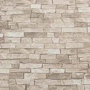 Erismann Rustic Brick 3D Effect Beige Brown Textured Feature Wallpaper