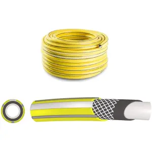 Garden Hose Pipe, 25 m / 82 ft Long, Reinforced 4 Layer Non-Toxic 1/2" Watering Irrigation Hosepipe, Phthalate Free (Yellow)