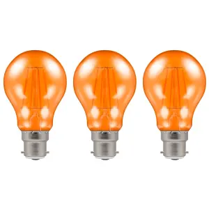 Crompton Lamps LED GLS 4.5W B22 Harlequin IP65 Orange Translucent (3 Pack)