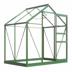 Polycarbonate Greenhouse Large Walk-in Garden Growhouse, Sliding Door & Twin Wall Panels with Steel Base 6x4 ft (Green)