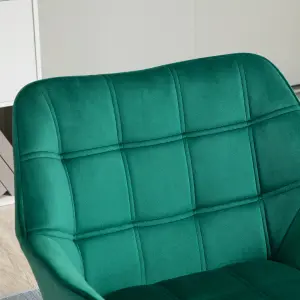 HOMCOM Velvet-Feel Accent Chair w/ Wide Arms Slanted Back Wood Legs Green