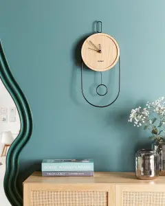 Beliani Retro Wall Clock SIERRE Light Wood