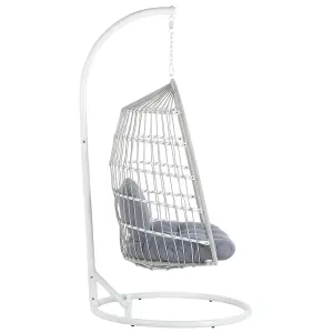 Hanging Chair with Stand ALLERA Fabric White