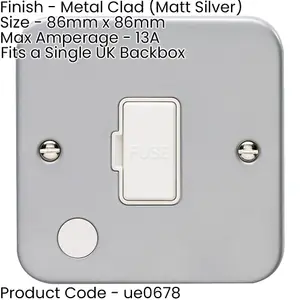 2 PACK 13A DP Unswitched Fuse Spur & Flex Outlet HEAVY DUTY METAL CLAD Isolation