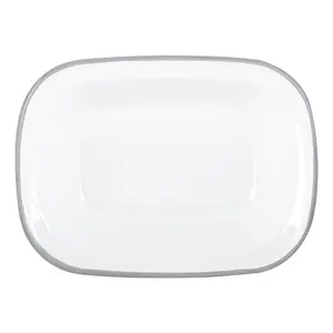 Argon Tableware - White Enamel Pie Dish - 25.5cm White/Grey