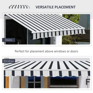 Outsunny Garden Sun Shade Canopy Retractable Awning, 4 x 3(m) Blue and White