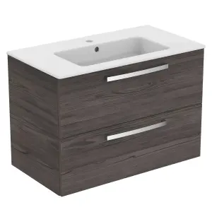 Ideal Standard Tempo Gloss Lava Grey Wall-mounted Bathroom Vanity unit (H) 550mm (W) 800mm