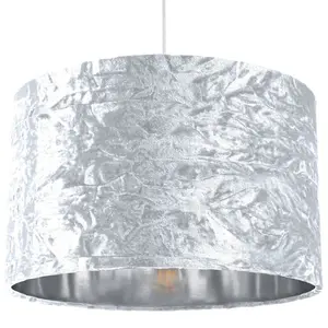 Modern Crushed Velvet Lamp Shade with Shiny Paper Inner White / 15cm H x 20cm W x 20cm D