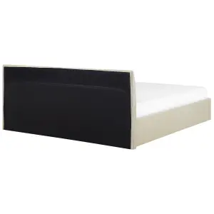 Fabric EU Super King Size Ottoman Bed Beige ORBEY