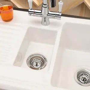 Reginox RL 301 CW White 1.5 Bowl Inset Reversible Ceramic Kitchen Sink