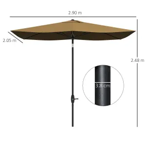 Outsunny 2 x 3(m) Garden Parasol Rectangular Market Umbrella w/ Crank Brown