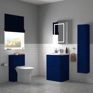 Keenware KVU-060 Dalston Square 600mm 2 Draw Vanity Unit: Sapphire Blue