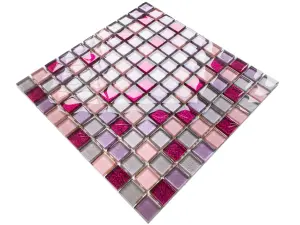 Glass mosaic on mesh for bathroom or kitchen 300mm x 300mm - Barbie