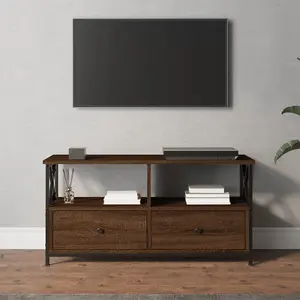 Berkfield TV Cabinet Brown Oak 90x33x45 cm Engineered Wood&Iron