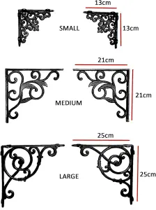 air of Medium Brown Victorian Cast Iron Wall Shelf Brackets Supports Heavy Duty