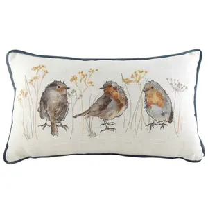 Evans Lichfield Oakwood Robin Robins Rectangular Feather Rich Cushion