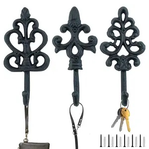 Woodside Cast Iron Decorative Wall Hook - 3 PACK