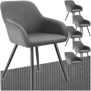 Dining Chair Marilyn - corduroy look, upholstered, armchair, continuous backrest - grey/black