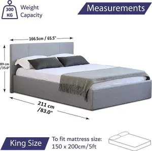 Side Lift Ottoman Bed Frame King Size Storage Bed With Pocket Sprung Mattress