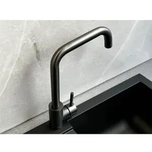 Reginox Gunmetal Stainless Steel Kitchen Sink Tap SALINA GUNMETAL Square Neck Deck Mounted