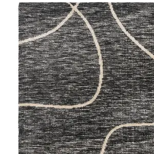 Black Abstract Modern Easy to clean Rug For Bedroom & Living Room-200cm X 290cm