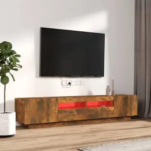 Berkfield 2 Piece TV Cabinet Set with LED Lights Smoked Oak Engineered Wood