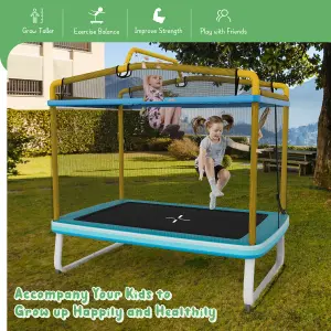 Costway 3-in-1 Kids Trampoline 6FT Rectangle Toddler Trampoline w/ Swing Horizontal Bar