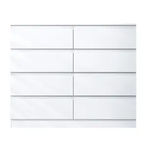 White Chest Of 8 Drawers Scratch Resistant Deep Storage Anti Bowing