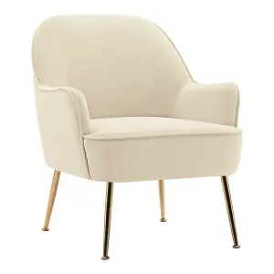 Modern Chair Velvet Armchair with Electroplated Gold Feet