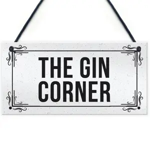 Funny Home Bar Sign The Gin Corner Plaque Garden Shed Bar Sign Gin Gift