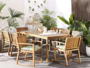 Set of 8 Garden Chairs with Cushions SASSARI Acacia Wood Green