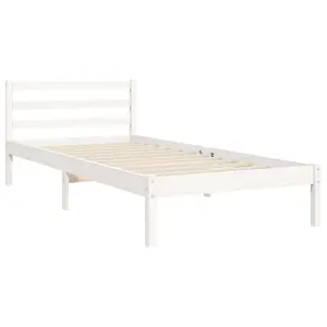 Berkfield Bed Frame with Headboard White Single Solid Wood