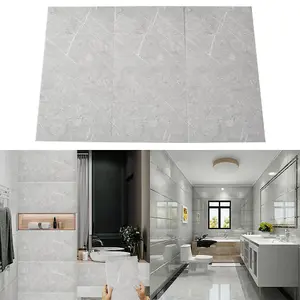 Monet Gray PVC 10 Pack Self-Adhesive Waterproof Easy Peel-and-Stick Installation Marble Tile Stickers 60x30cm