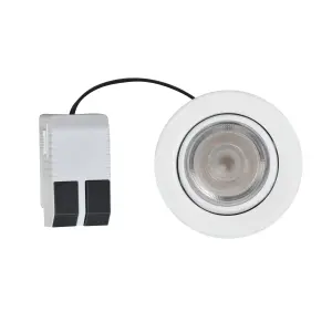 Arber Matt White Adjustable LED Fire-rated Warm & neutral Downlight 5W IP65