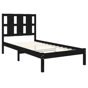 Berkfield Bed Frame Black Solid Wood Pine 100x200 cm